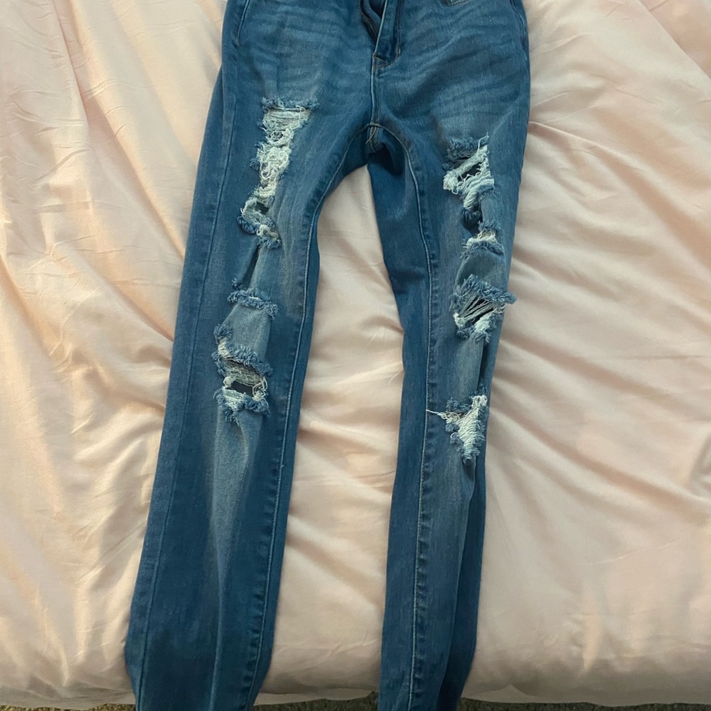 Distressed Blue Jeans